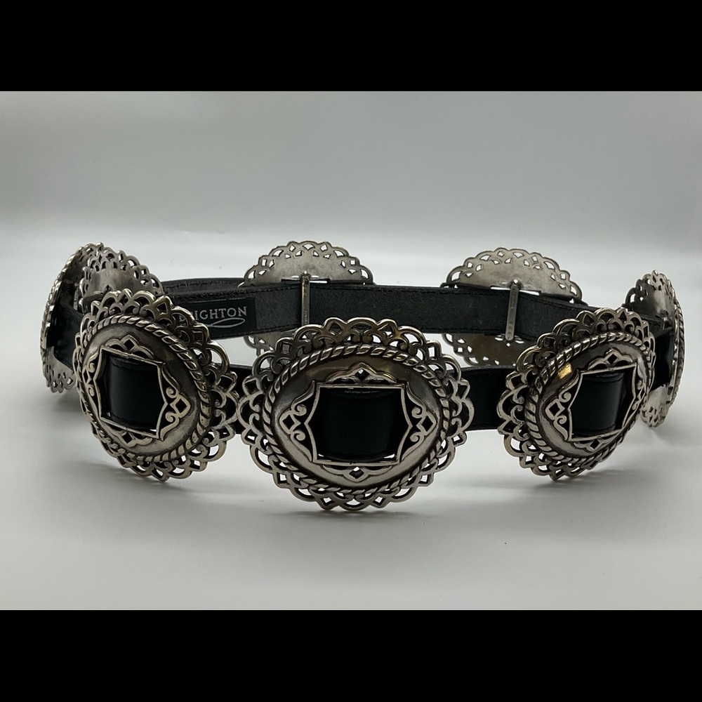 BRIGHTON CONCHO LEATHER BELT - Picture 2 of 13